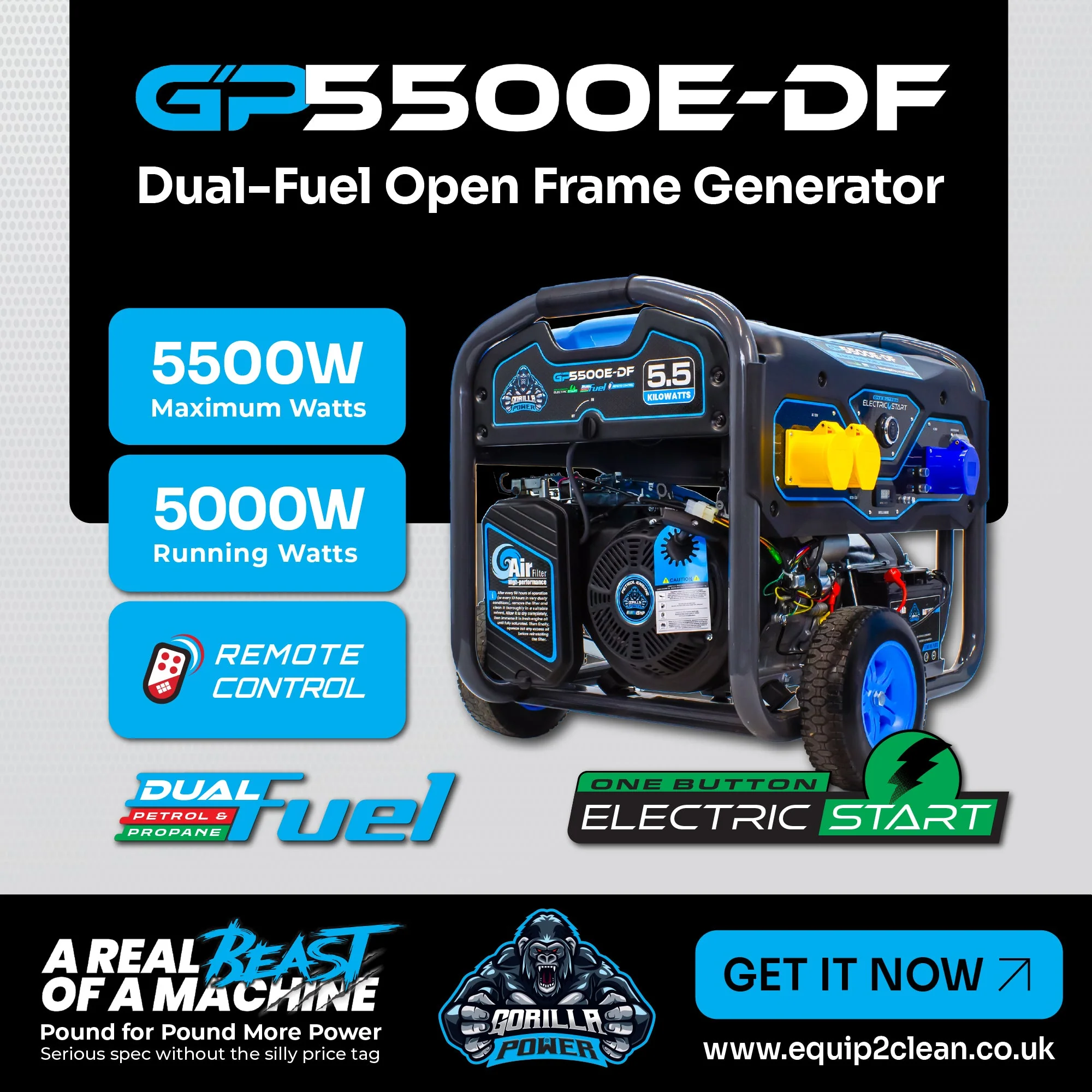 Gorilla Power 5500W Dual-Fuel Generator with Electric Start - GP5500E-DF  – Reliable & Fuel Efficient - Image 2